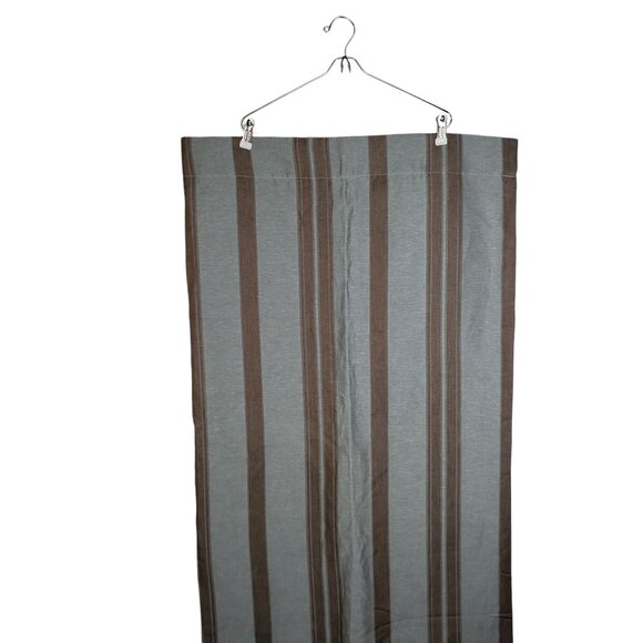 Restoration Hardware Blue Brown Stripe Cotton Linen Lined 1 Panel Drape 51 x 84 - Picture 1 of 5